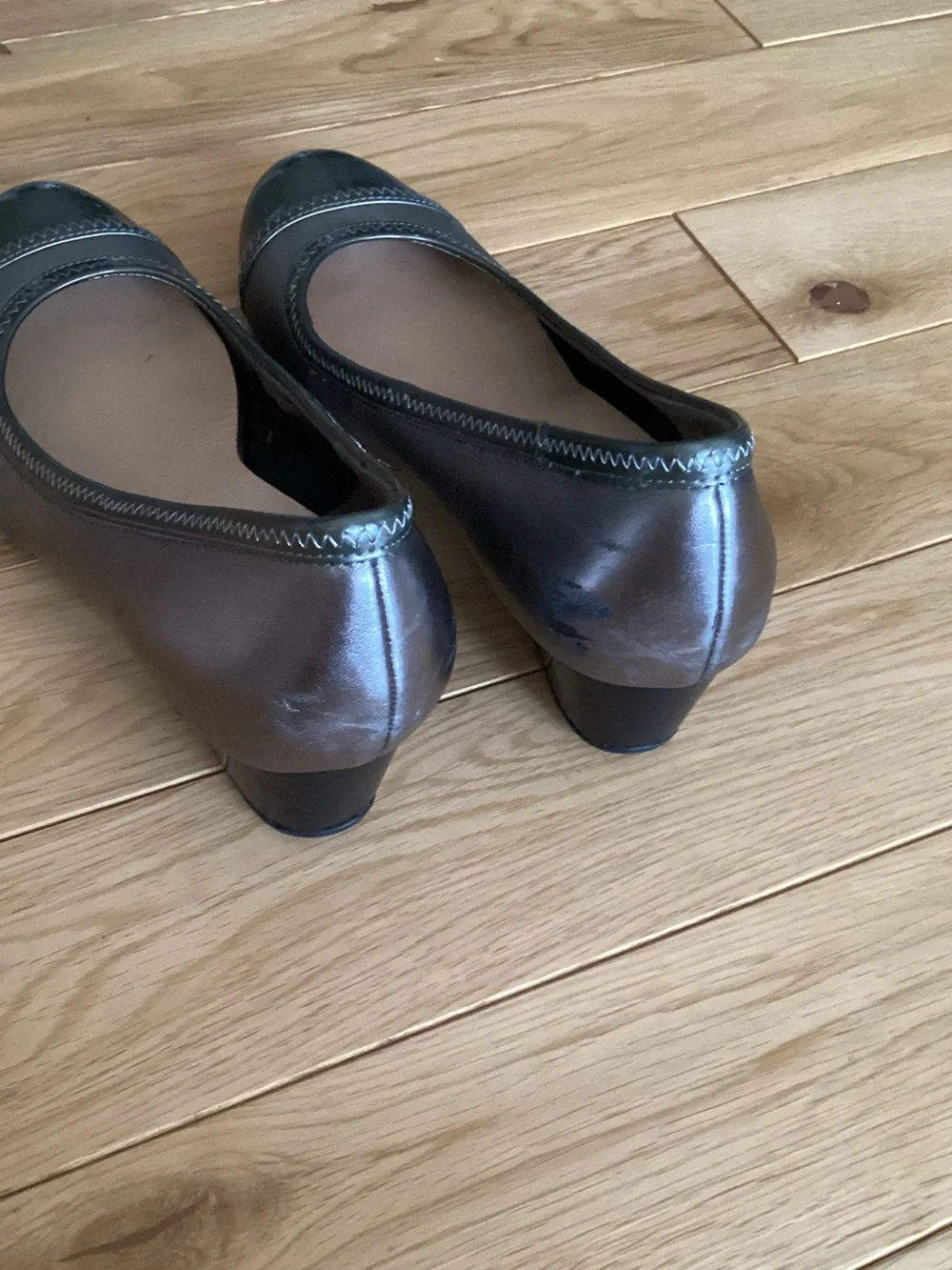 Cole Haan Metallic Silver and Gunmetal Low Wedge Pumps